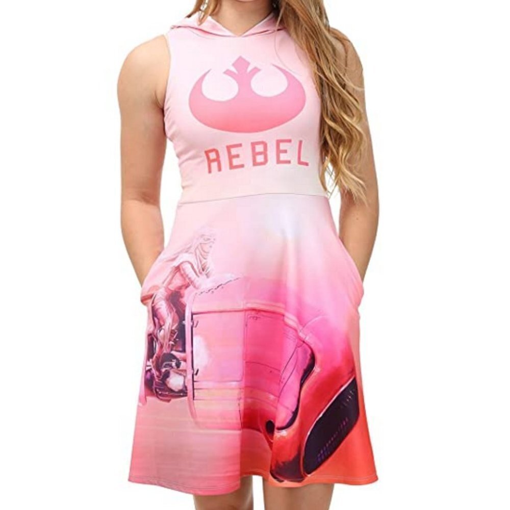 Star Wars Juniors Pink Hooded Rebel Dress Rey Large Fandom Cosplay